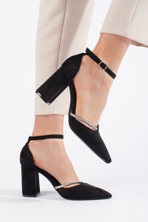 of suede High heels on the heel black of suede High heels on the heel black