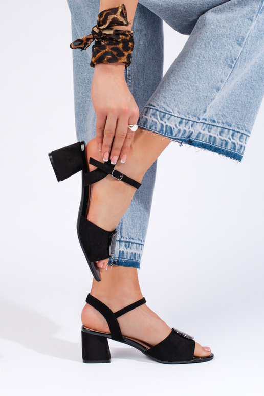 black  sandals on the heel Sergio Leone black  sandals on the heel Sergio Leone