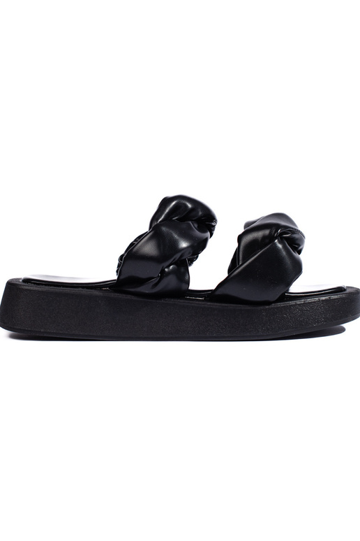 Black flip-flops with a thick sole