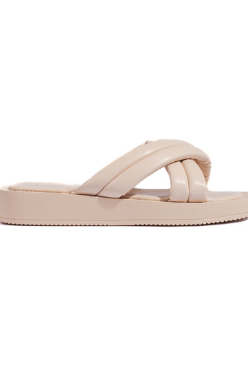 beige  slippers  with platform
