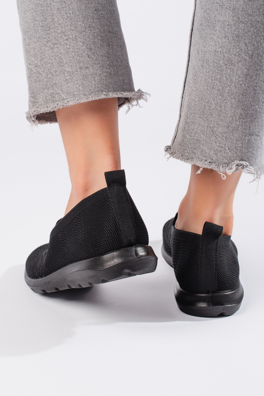 Czarne tekstylne slip on damskie