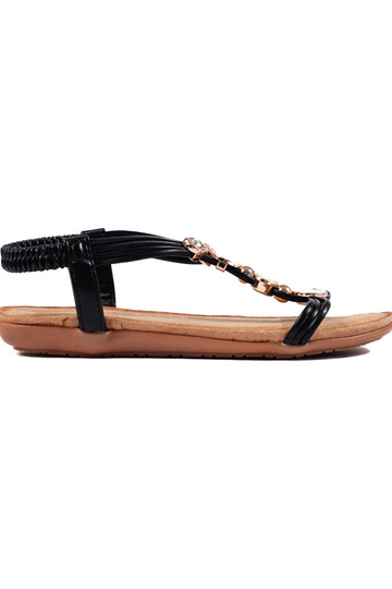 black flat light sandals