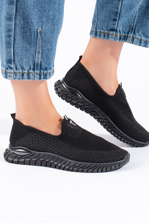 Czarne tekstylne trampki damskie