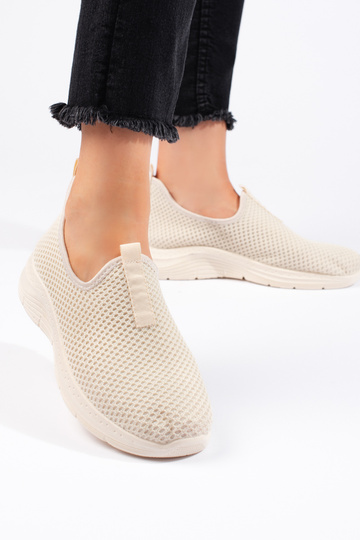 Beżowe tekstylne buty sportowe 2