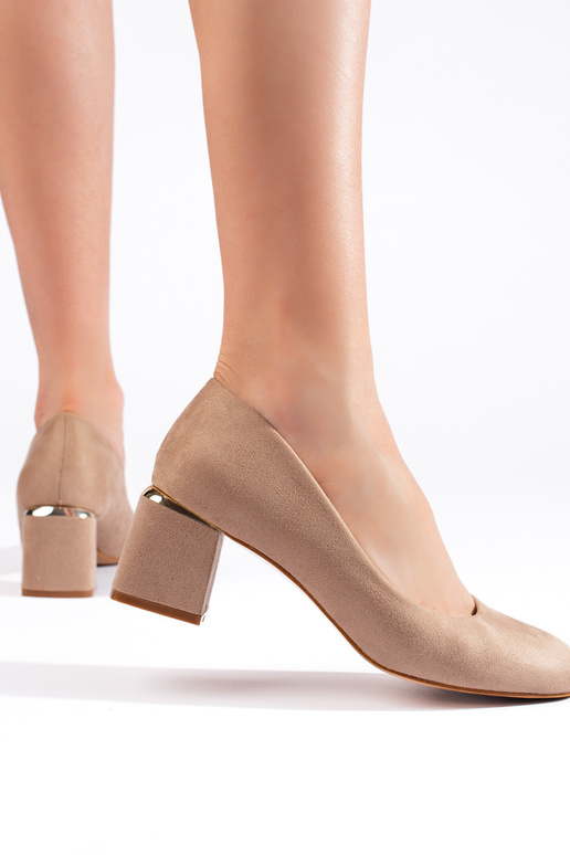 beige of suede High heels