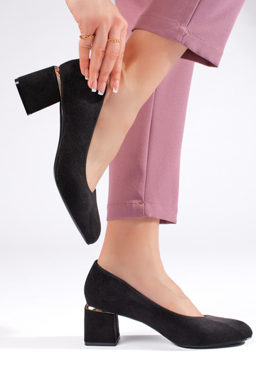 black of suede High heels 2