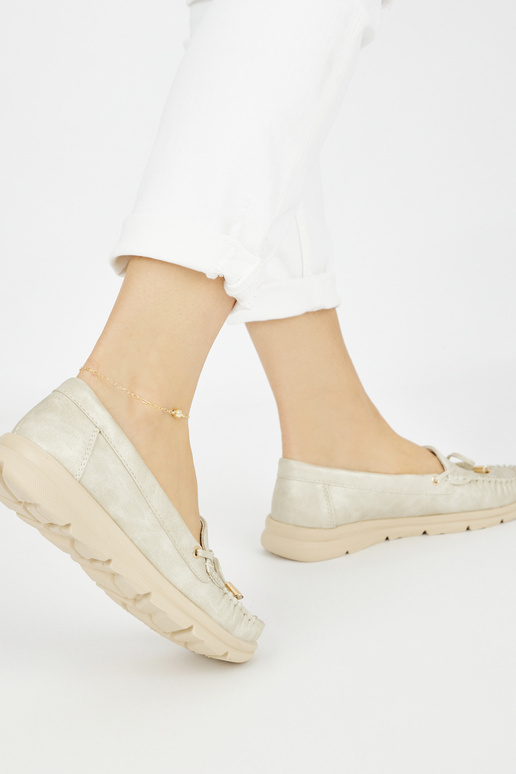 Złote wygodne mokasyny ze skóry... Złote wygodne mokasyny ze skóry...