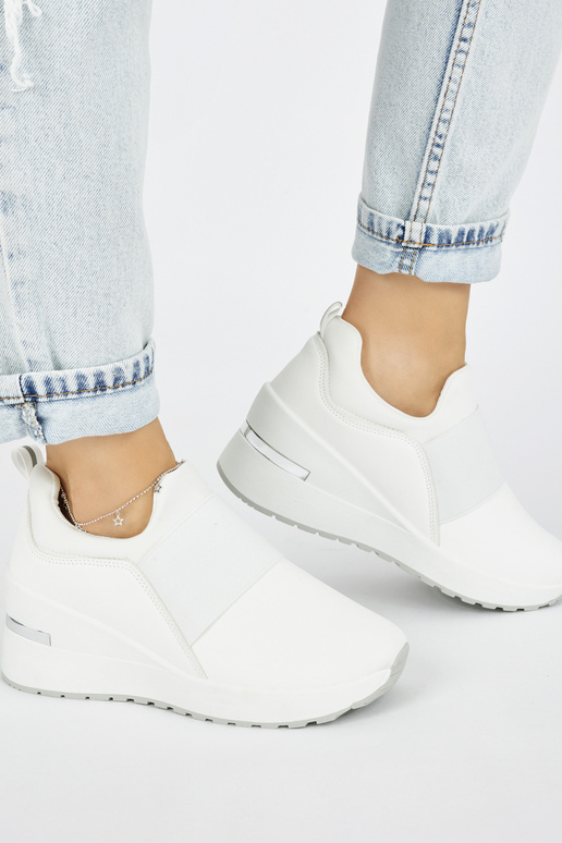 Białe sneakersy damskie na koturnie Białe sneakersy damskie na koturnie