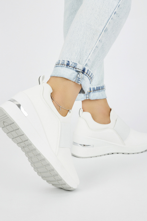 Białe sneakersy damskie na koturnie Białe sneakersy damskie na koturnie