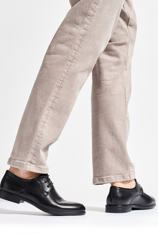 Męskie czarne półbuty wiązane