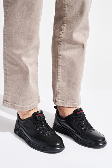 black mens sports shoes tied 2