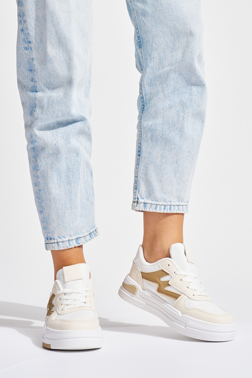 Biało-beżowe sneakersy na platformie Biało-beżowe sneakersy na platformie