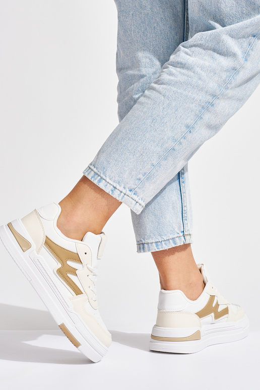 Biało-beżowe sneakersy na platformie Biało-beżowe sneakersy na platformie