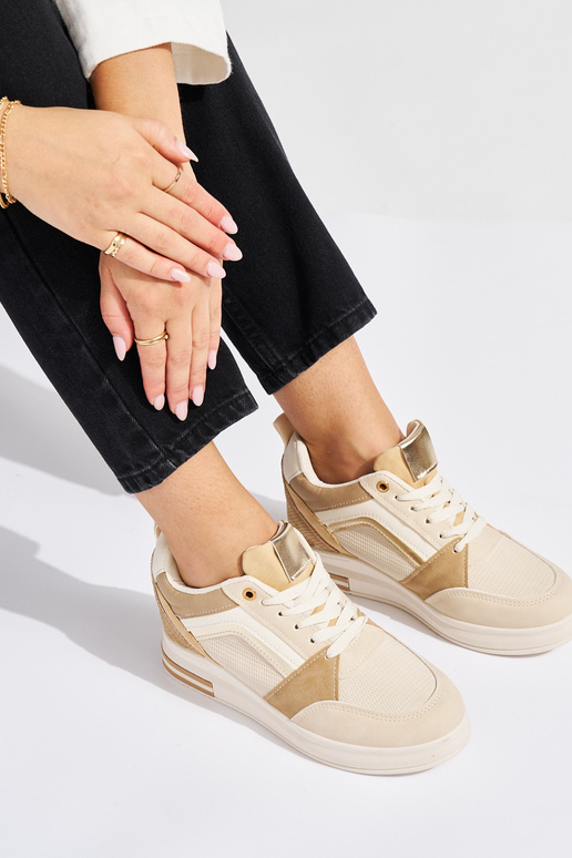 Damskie beżowe sneakersy z ukrytą...