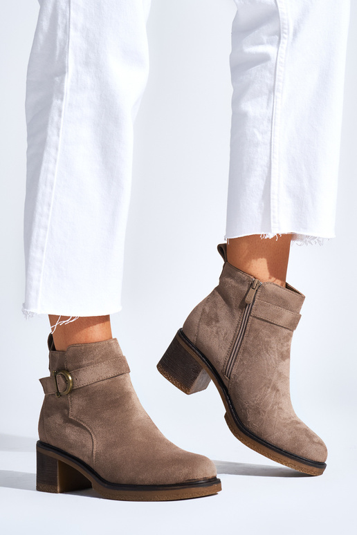 beige boots of suede on the heel beige boots of suede on the heel