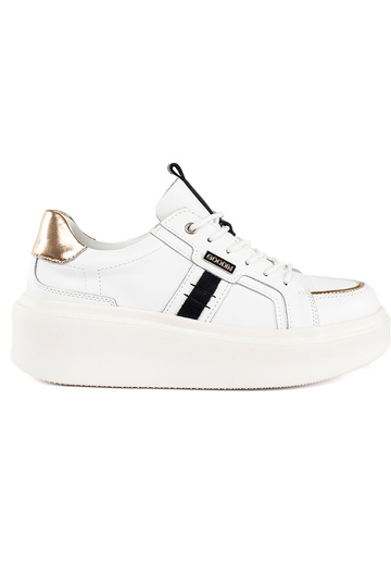 Skórzane białe sneakersy na...