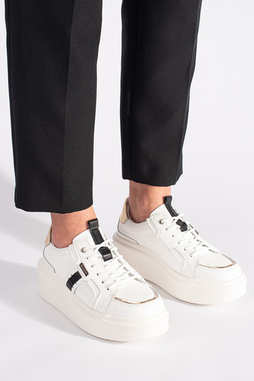 Skórzane białe sneakersy na... 2