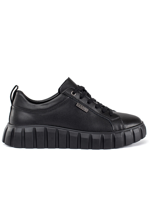 black leather pólshoes Inith platform