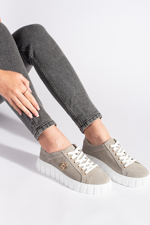 gray shoes Inith platform Leather of...