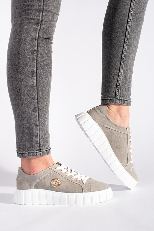 gray shoes Inith platform Leather of...
