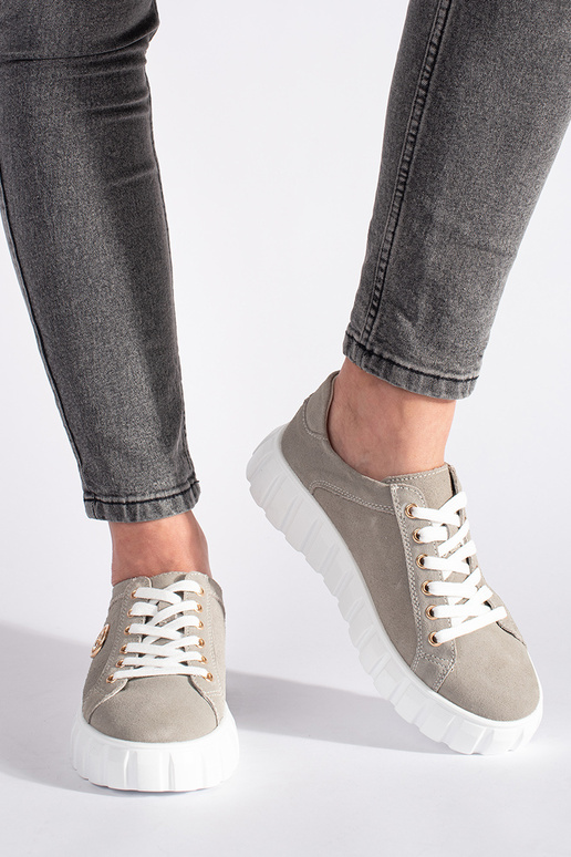 gray shoes Inith platform Leather of...