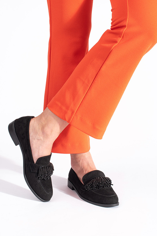 INomens moccasins of suede Inith beads