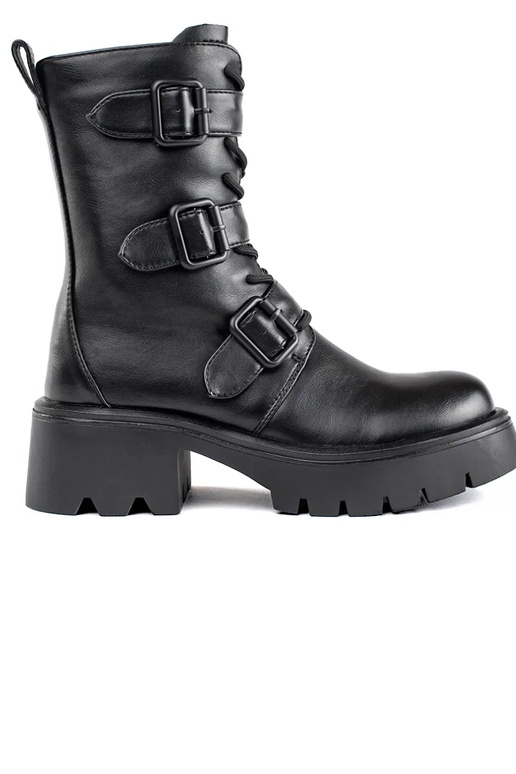 High black Inomens boots Inith buckles