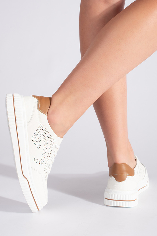 Leather openInork Inhite color sneakers