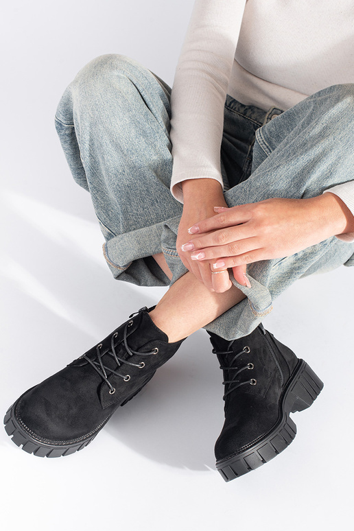 black tied boots of suede Sergio Leone