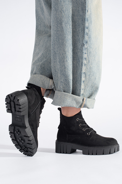 black tied boots of suede Sergio Leone