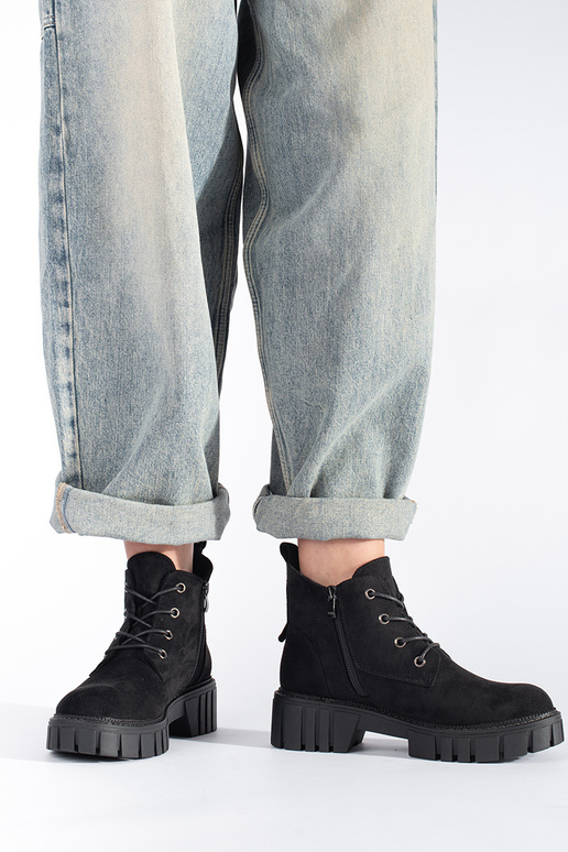 black tied boots of suede Sergio Leone