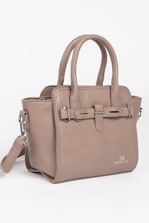 Beżowa torebka damska ze srebrnymi...