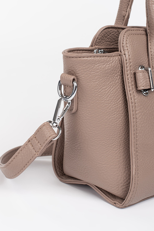 Beżowa torebka damska ze srebrnymi...