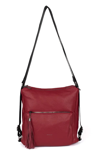 red women's handbag type...