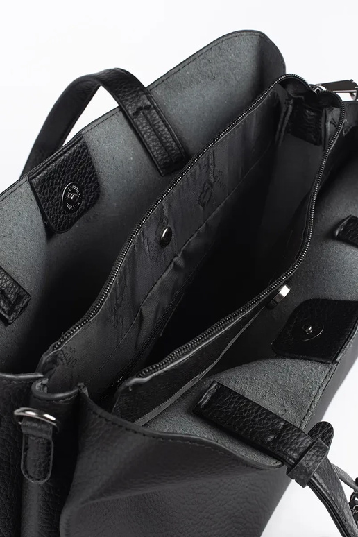 black large handbag with fringes