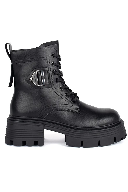 Leather black boots on a thick sole Leather black boots on a thick sole