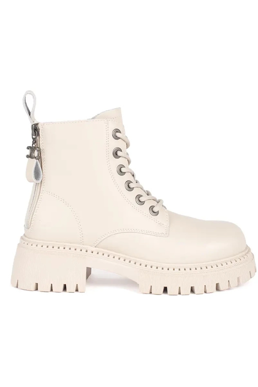 Leather beige tied Inomens boots