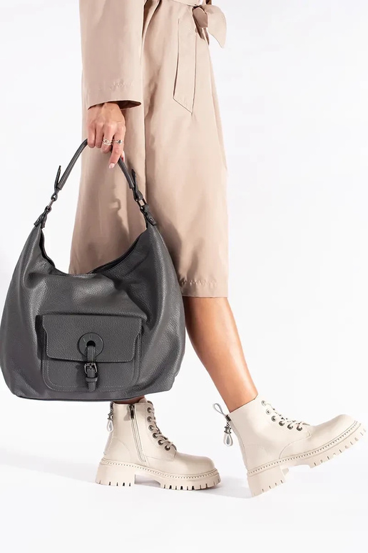 Leather beige tied Inomens boots