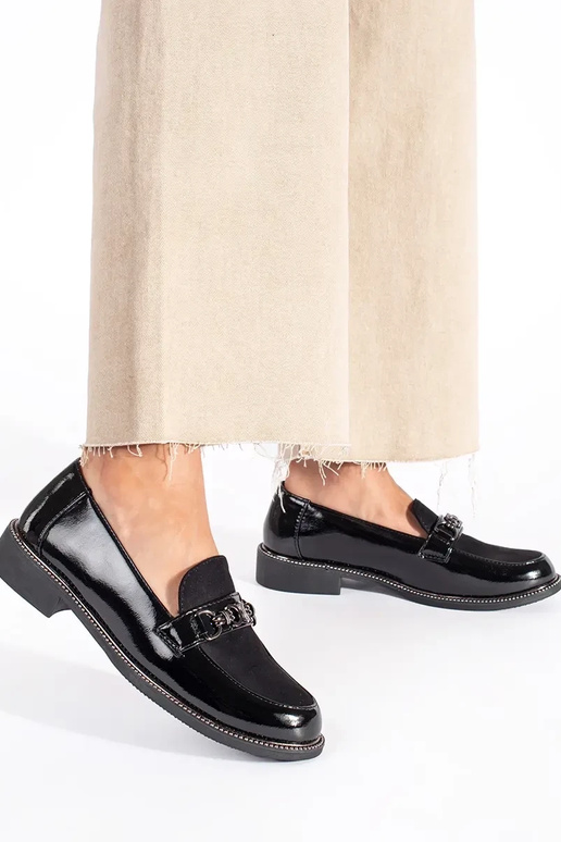 Czarne eleganckie mokasyny damskie