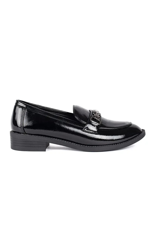 Lakierowane czarne mokasyny damskie Lakierowane czarne mokasyny damskie