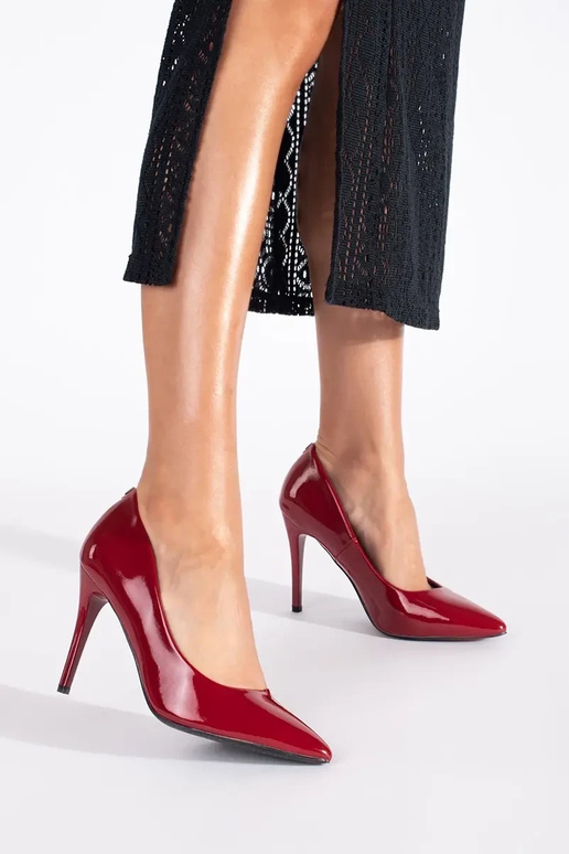 Bordowe lakierowane szpilki damskie Bordowe lakierowane szpilki damskie