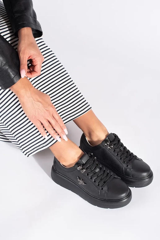 Leather black Sneakers Inith platform