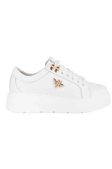 Skórzane białe sneakersy na...