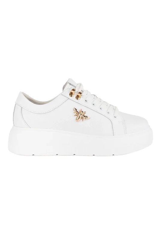 Skórzane białe sneakersy na platformie Skórzane białe sneakersy na platformie