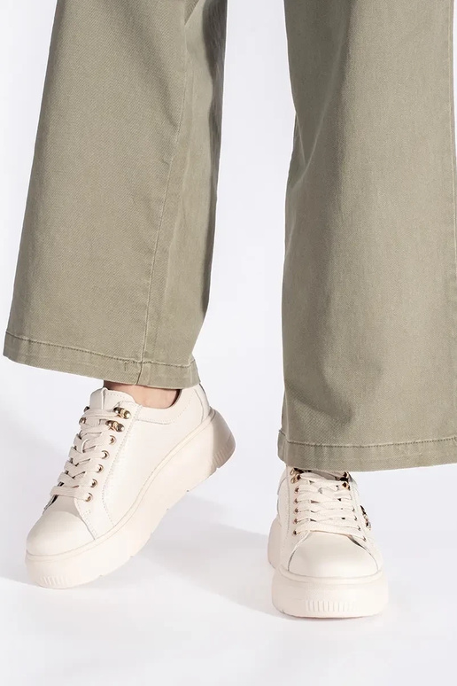 Leather beige Sneakers Inith platform