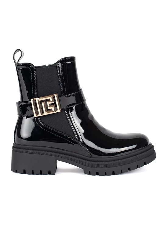 Lakierowane czarne sztyblety damskie