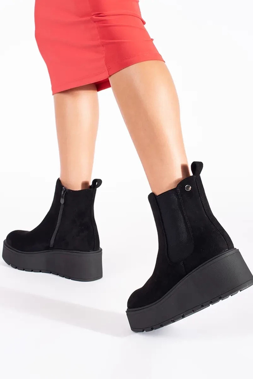 black of suede Chelsea boots on a Inedge black of suede Chelsea boots on a Inedge