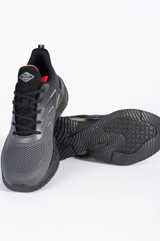 Black and-gray light sneakers laced