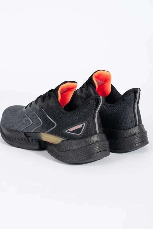 Black and-gray light sneakers laced