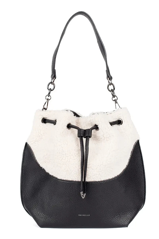 Black elegant handbag with fur